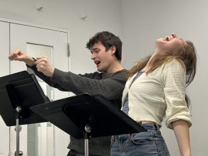 Emilio Cuesta (Nathaniel) and Madeline Glave (Naomi) rehearse a scene from I AM NOBODY by Greg Kotis